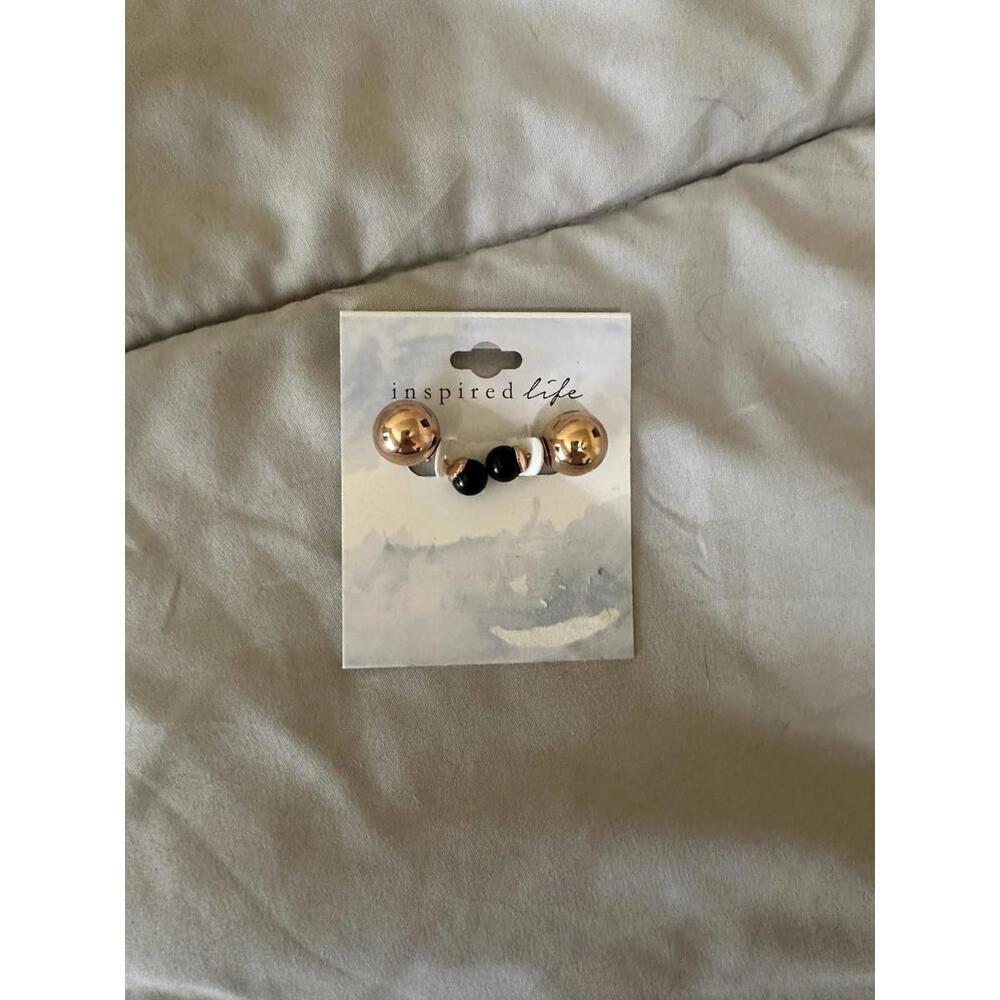 Inspired Life Black & Gold Women's Earrings NEW